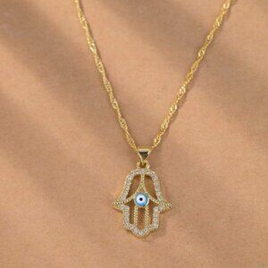 Gold Hamsa Pendant Necklace
